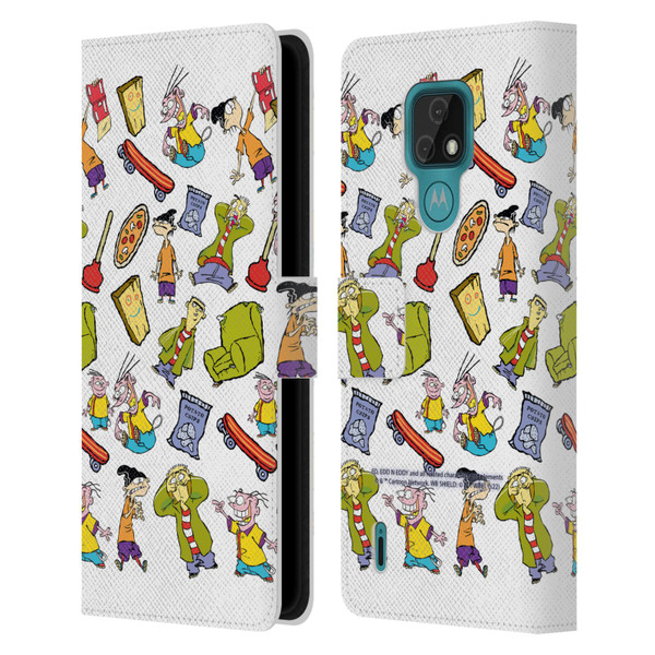 Ed, Edd, n Eddy Graphics Icons Leather Book Wallet Case Cover For Motorola Moto E7