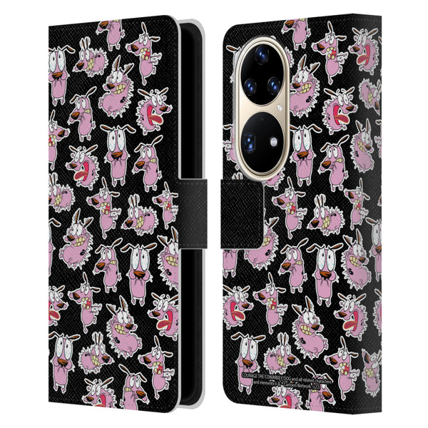 Courage The Cowardly Dog Graphics Pattern Leather Book Wallet Case Cover For Huawei P50 Pro