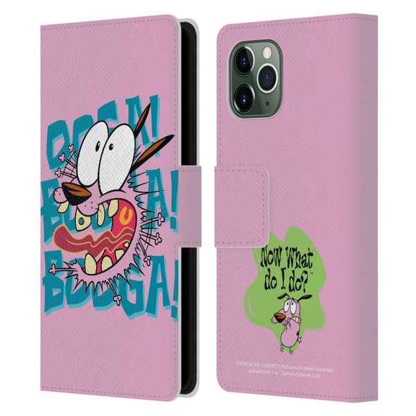 Courage The Cowardly Dog Graphics Spooked Leather Book Wallet Case Cover For Apple iPhone 11 Pro