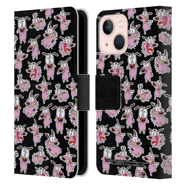 Courage The Cowardly Dog Graphics Pattern Leather Book Wallet Case Cover For Apple iPhone 13 Mini