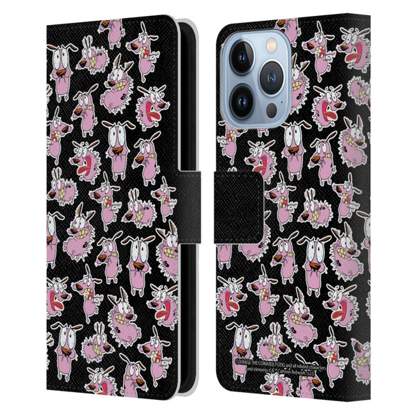 Courage The Cowardly Dog Graphics Pattern Leather Book Wallet Case Cover For Apple iPhone 13 Pro