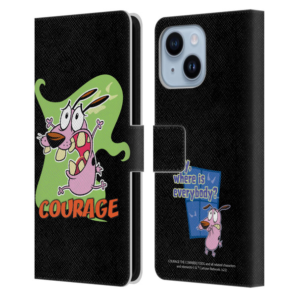 Courage The Cowardly Dog Graphics Character Art Leather Book Wallet Case Cover For Apple iPhone 14 Plus