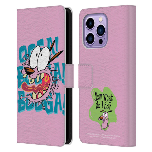 Courage The Cowardly Dog Graphics Spooked Leather Book Wallet Case Cover For Apple iPhone 14 Pro Max