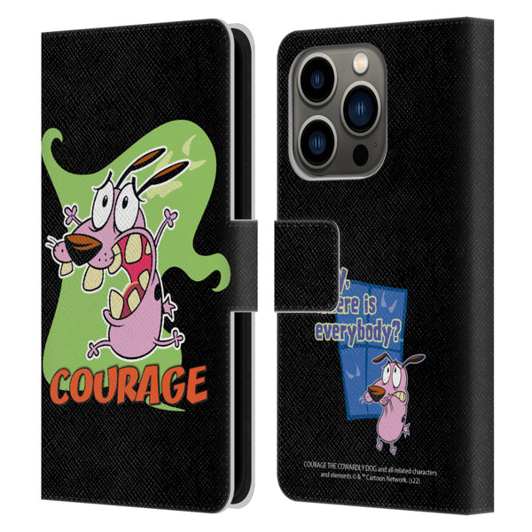 Courage The Cowardly Dog Graphics Character Art Leather Book Wallet Case Cover For Apple iPhone 14 Pro