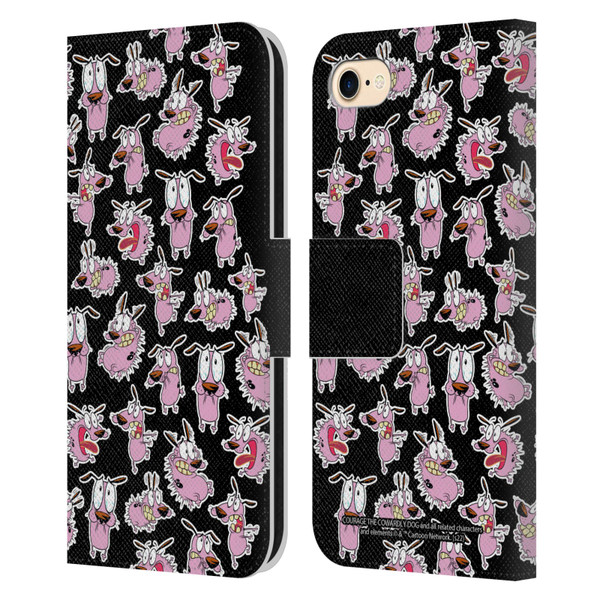 Courage The Cowardly Dog Graphics Pattern Leather Book Wallet Case Cover For Apple iPhone 7 / 8 / SE 2020 & 2022