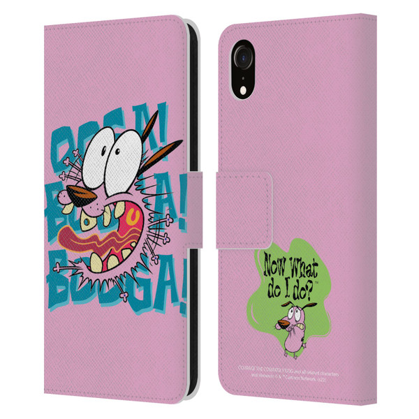 Courage The Cowardly Dog Graphics Spooked Leather Book Wallet Case Cover For Apple iPhone XR