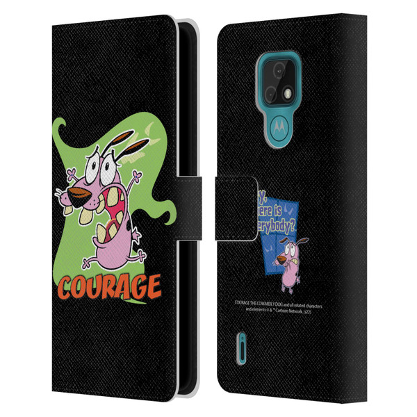 Courage The Cowardly Dog Graphics Character Art Leather Book Wallet Case Cover For Motorola Moto E7