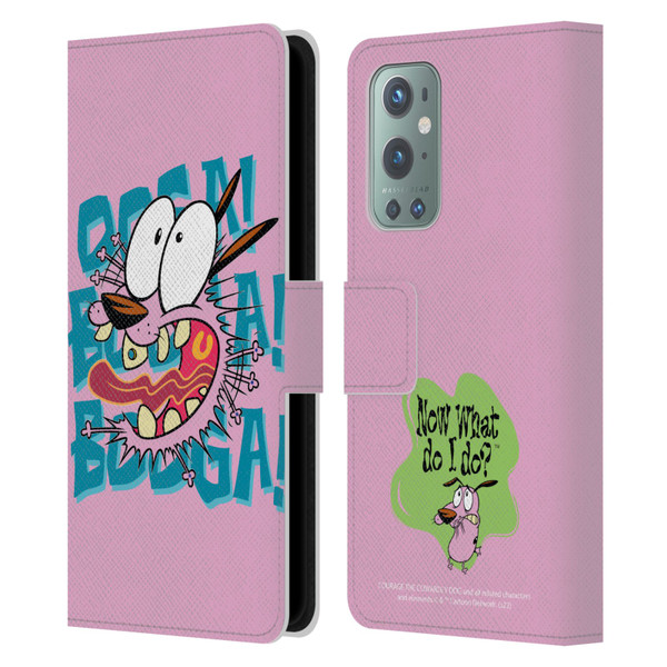 Courage The Cowardly Dog Graphics Spooked Leather Book Wallet Case Cover For OnePlus 9