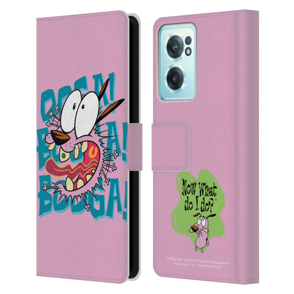 Courage The Cowardly Dog Graphics Spooked Leather Book Wallet Case Cover For OnePlus Nord CE 2 5G