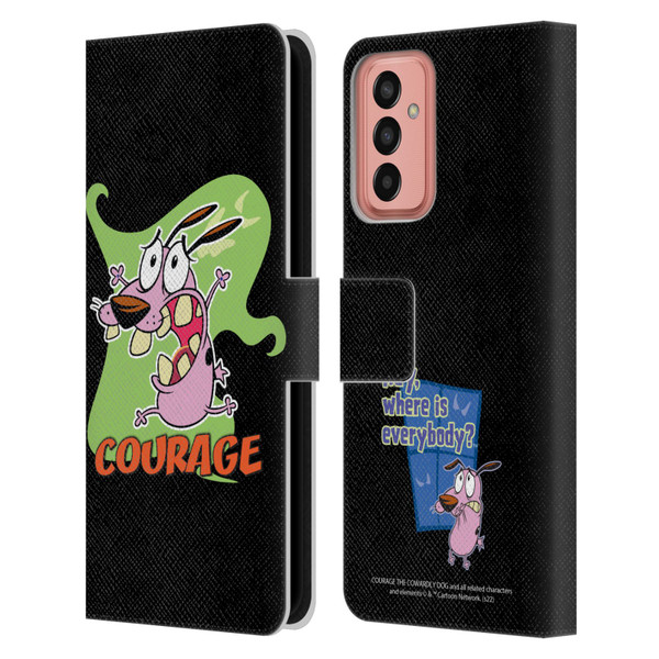 Courage The Cowardly Dog Graphics Character Art Leather Book Wallet Case Cover For Samsung Galaxy M13 (2022)