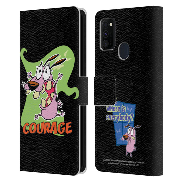 Courage The Cowardly Dog Graphics Character Art Leather Book Wallet Case Cover For Samsung Galaxy M30s (2019)/M21 (2020)