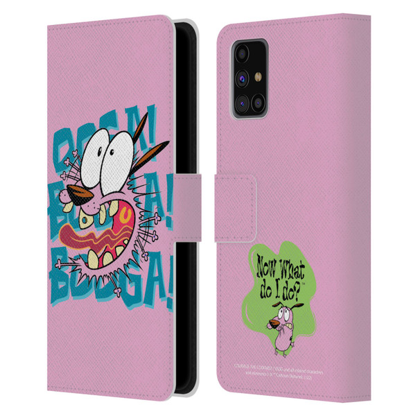 Courage The Cowardly Dog Graphics Spooked Leather Book Wallet Case Cover For Samsung Galaxy M31s (2020)