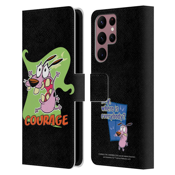 Courage The Cowardly Dog Graphics Character Art Leather Book Wallet Case Cover For Samsung Galaxy S22 Ultra 5G