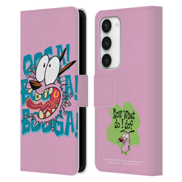 Courage The Cowardly Dog Graphics Spooked Leather Book Wallet Case Cover For Samsung Galaxy S23 5G