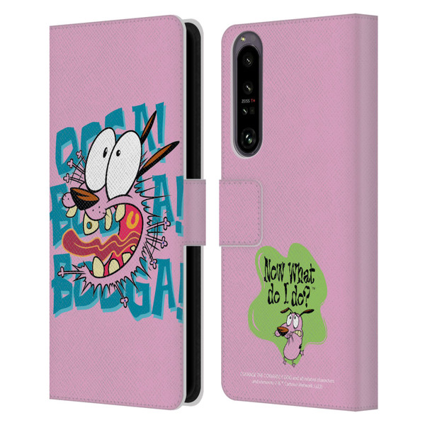 Courage The Cowardly Dog Graphics Spooked Leather Book Wallet Case Cover For Sony Xperia 1 IV