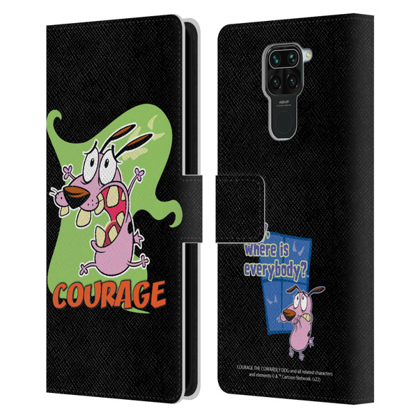 Courage The Cowardly Dog Graphics Character Art Leather Book Wallet Case Cover For Xiaomi Redmi Note 9 / Redmi 10X 4G