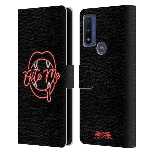 Bebe Rexha Key Art Neon Bite Me Leather Book Wallet Case Cover For Motorola G Pure