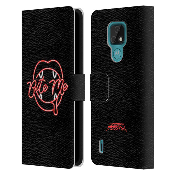 Bebe Rexha Key Art Neon Bite Me Leather Book Wallet Case Cover For Motorola Moto E7
