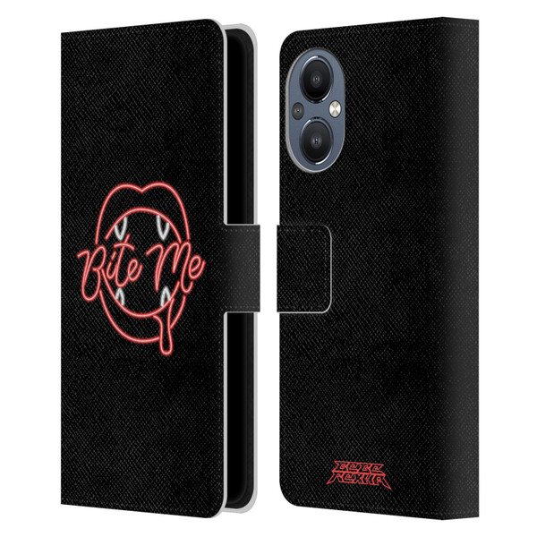 Bebe Rexha Key Art Neon Bite Me Leather Book Wallet Case Cover For OnePlus Nord N20 5G