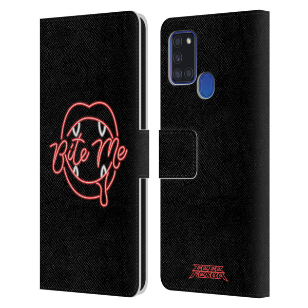 Bebe Rexha Key Art Neon Bite Me Leather Book Wallet Case Cover For Samsung Galaxy A21s (2020)