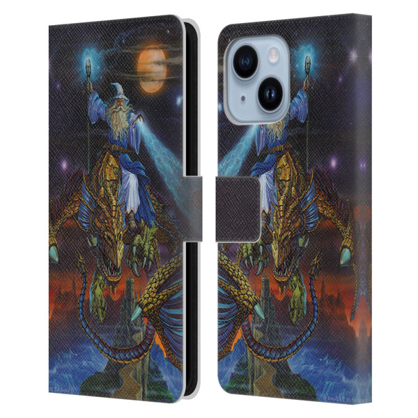 Ed Beard Jr Dragon Friendship Twilight Tempest Leather Book Wallet Case Cover For Apple iPhone 14 Plus