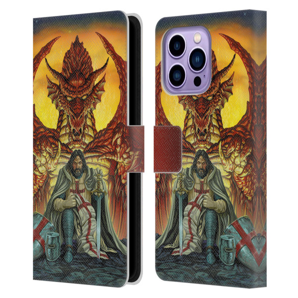 Ed Beard Jr Dragon Friendship Knight Templar Leather Book Wallet Case Cover For Apple iPhone 14 Pro Max