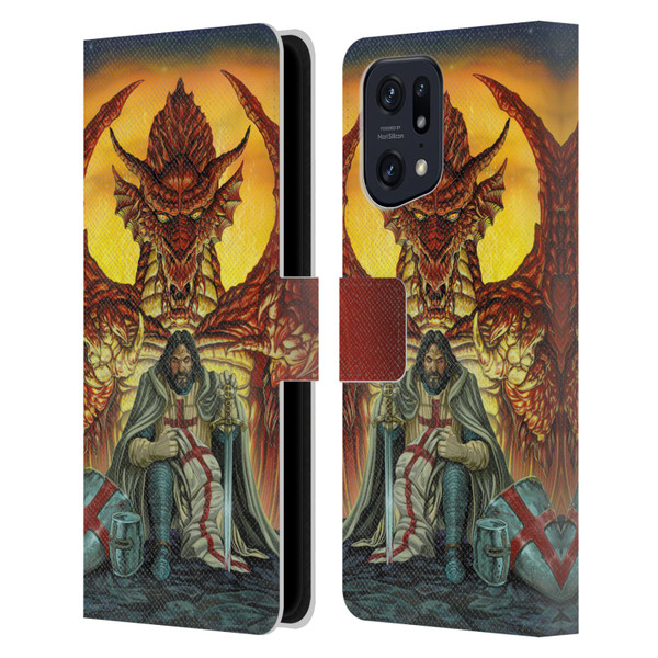 Ed Beard Jr Dragon Friendship Knight Templar Leather Book Wallet Case Cover For OPPO Find X5
