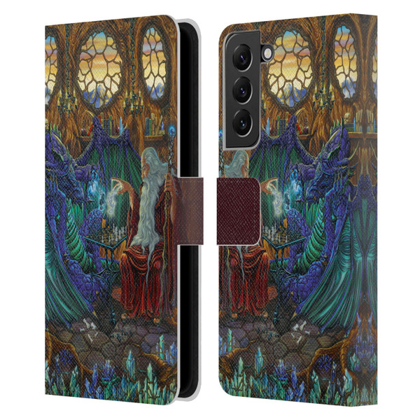Ed Beard Jr Dragon Friendship Wizard & Dragon Leather Book Wallet Case Cover For Samsung Galaxy S22+ 5G