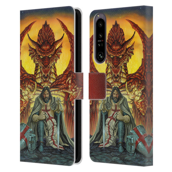 Ed Beard Jr Dragon Friendship Knight Templar Leather Book Wallet Case Cover For Sony Xperia 1 IV