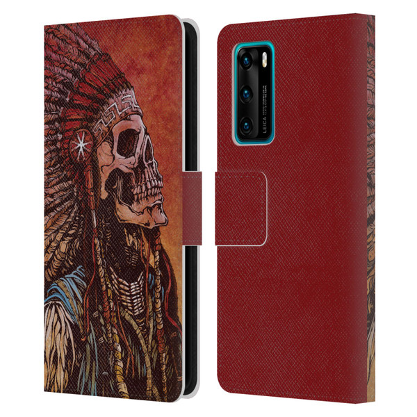 David Lozeau Colourful Grunge Native American Leather Book Wallet Case Cover For Huawei P40 5G