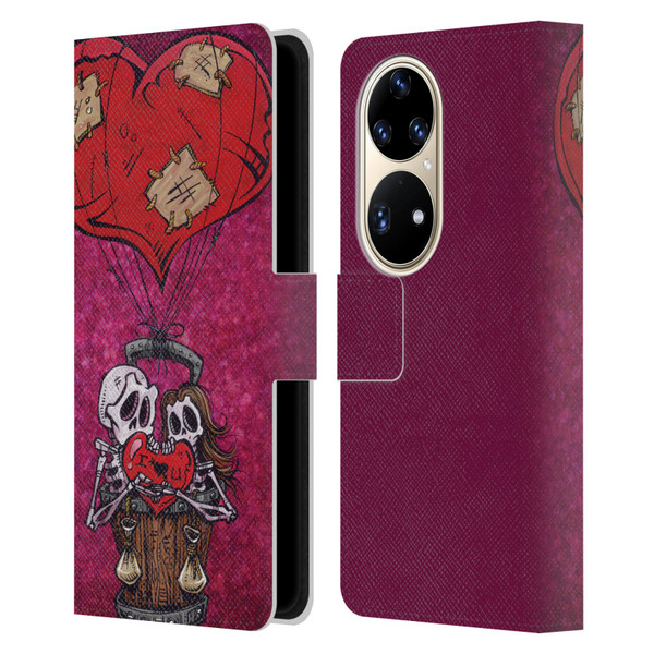 David Lozeau Colourful Grunge Day Of The Dead Leather Book Wallet Case Cover For Huawei P50 Pro