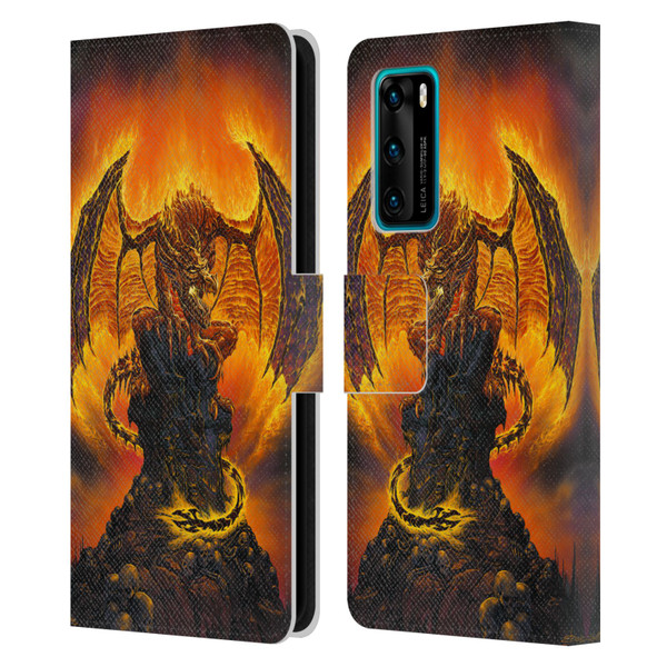 Ed Beard Jr Dragons Harbinger Of Fire Leather Book Wallet Case Cover For Huawei P40 5G