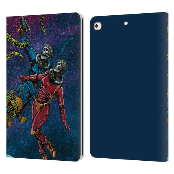 David Lozeau Colourful Grunge Astronaut Space Couple Love Leather Book Wallet Case Cover For Apple iPad 9.7 2017 / iPad 9.7 2018