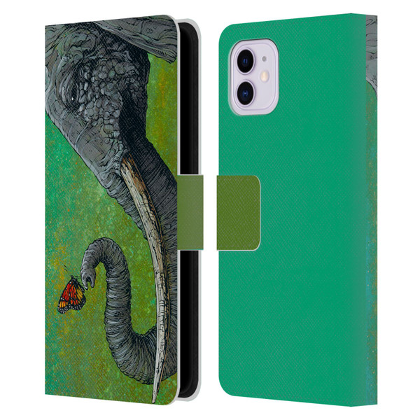 David Lozeau Colourful Grunge The Elephant Leather Book Wallet Case Cover For Apple iPhone 11