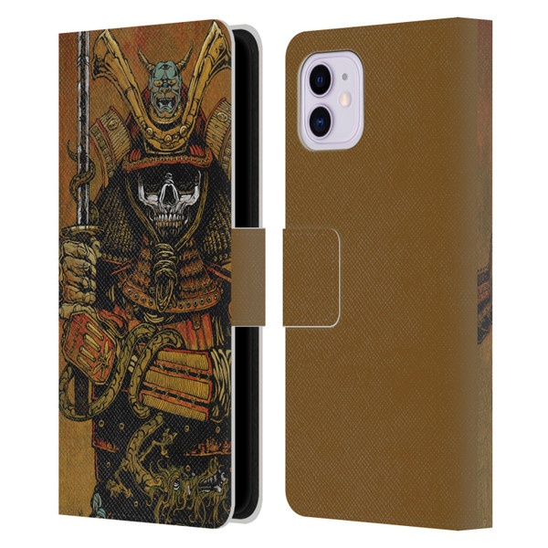 David Lozeau Colourful Grunge Samurai Leather Book Wallet Case Cover For Apple iPhone 11