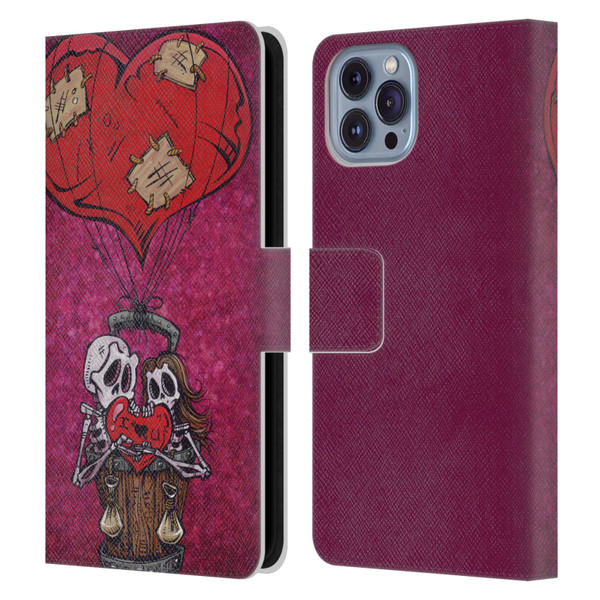 David Lozeau Colourful Grunge Day Of The Dead Leather Book Wallet Case Cover For Apple iPhone 14