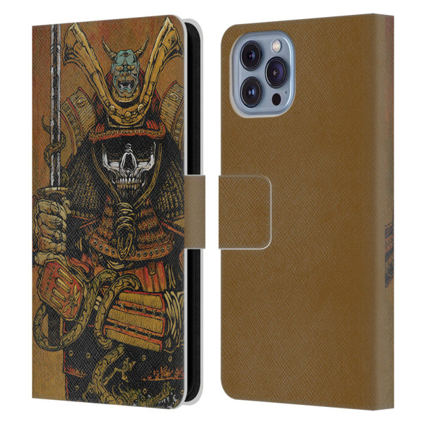 David Lozeau Colourful Grunge Samurai Leather Book Wallet Case Cover For Apple iPhone 14
