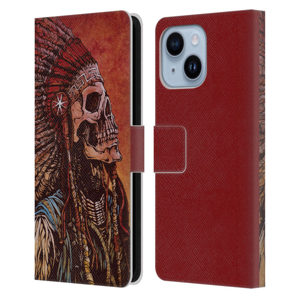 David Lozeau Colourful Grunge Native American Leather Book Wallet Case Cover For Apple iPhone 14 Plus