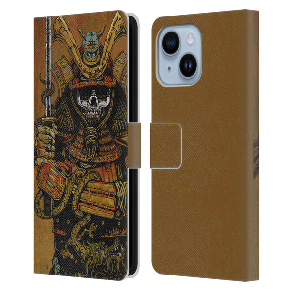 David Lozeau Colourful Grunge Samurai Leather Book Wallet Case Cover For Apple iPhone 14 Plus