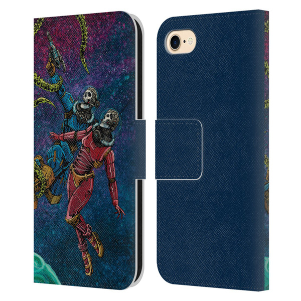 David Lozeau Colourful Grunge Astronaut Space Couple Love Leather Book Wallet Case Cover For Apple iPhone 7 / 8 / SE 2020 & 2022