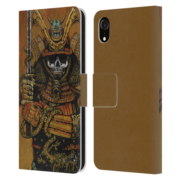 David Lozeau Colourful Grunge Samurai Leather Book Wallet Case Cover For Apple iPhone XR