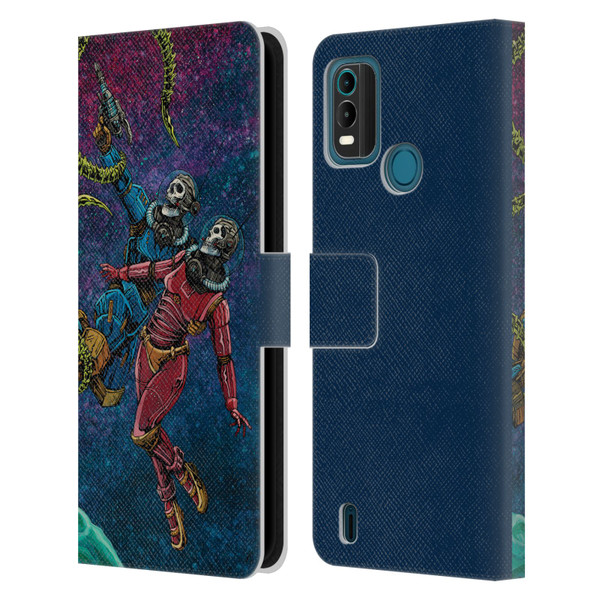 David Lozeau Colourful Grunge Astronaut Space Couple Love Leather Book Wallet Case Cover For Nokia G11 Plus