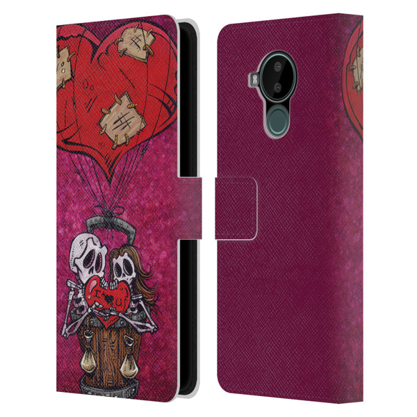 David Lozeau Colourful Grunge Day Of The Dead Leather Book Wallet Case Cover For Nokia C30