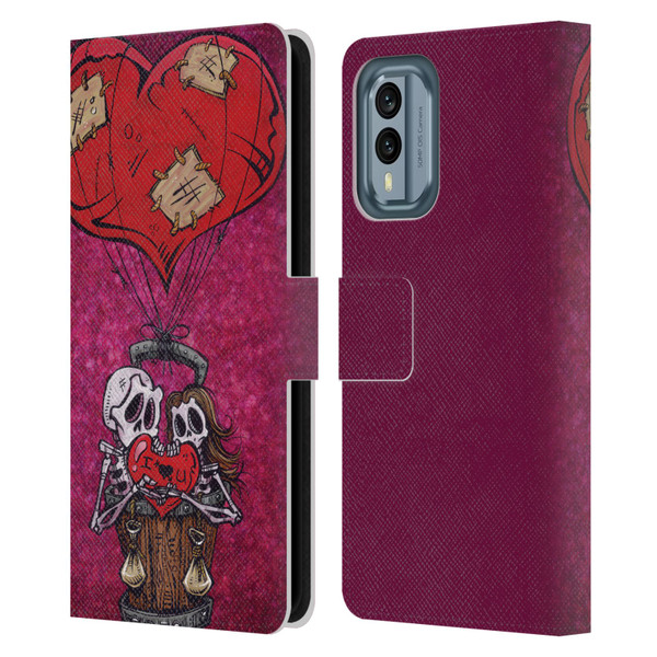 David Lozeau Colourful Grunge Day Of The Dead Leather Book Wallet Case Cover For Nokia X30