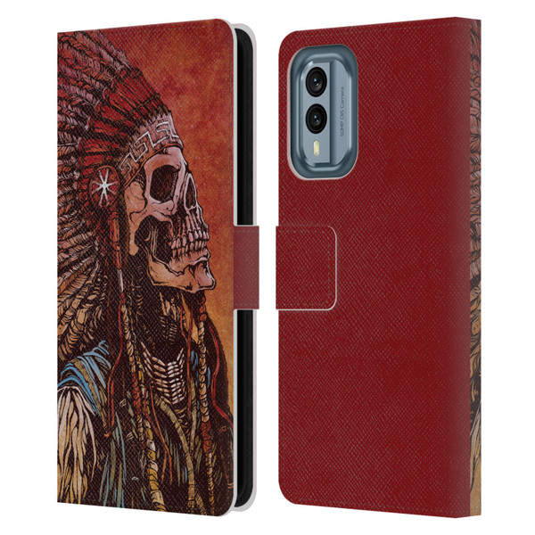 David Lozeau Colourful Grunge Native American Leather Book Wallet Case Cover For Nokia X30