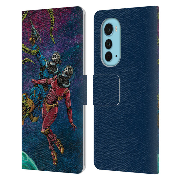 David Lozeau Colourful Grunge Astronaut Space Couple Love Leather Book Wallet Case Cover For Motorola Edge (2022)