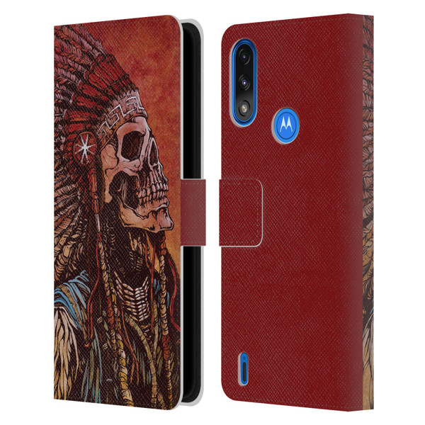 David Lozeau Colourful Grunge Native American Leather Book Wallet Case Cover For Motorola Moto E7 Power / Moto E7i Power