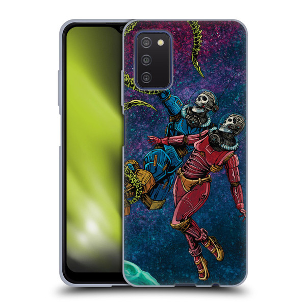 David Lozeau Colourful Grunge Astronaut Space Couple Love Soft Gel Case for Samsung Galaxy A03s (2021)