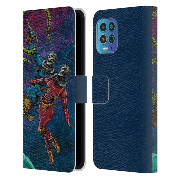 David Lozeau Colourful Grunge Astronaut Space Couple Love Leather Book Wallet Case Cover For Motorola Moto G100