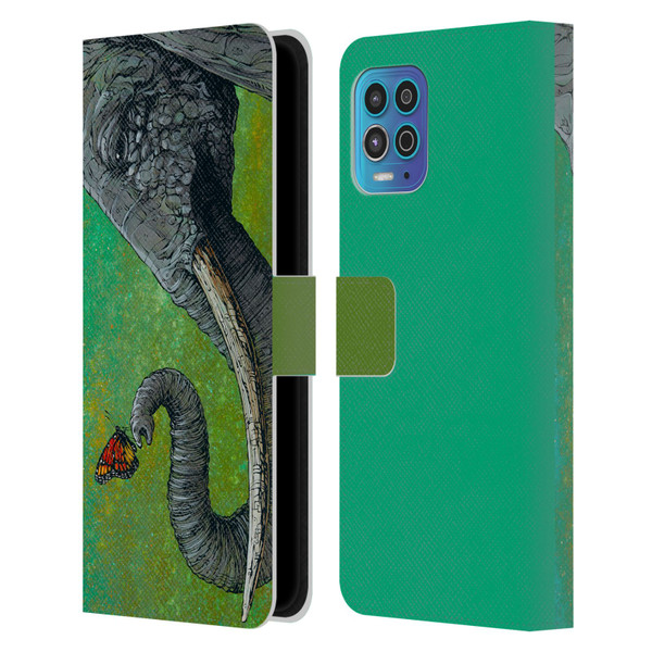 David Lozeau Colourful Grunge The Elephant Leather Book Wallet Case Cover For Motorola Moto G100